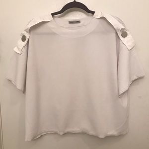 Zara white short sleeve blouse shirt buttons
